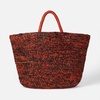 Raffia Black And Orange Bag With Front Embroidery