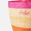 Raffia Multicolor Bucket Bag With Bamboo Handles