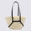 Raffia Black Leather Voyou Basket Small Tote Bag