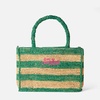 Colette Raffia Handbag With White And Green Stripes