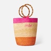 Raffia Multicolor Bucket Bag With Bamboo Handles