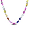 AMOUR 24 1/2 CT TGW Multi-color Created Sapphire Tennis Necklace In Sterling Silver