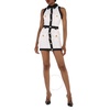 Balmain Ladies Monogram Bicolor Denim Utility Mini Dress - White/Black