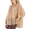 Chloe Ladies Barley Brown Semi-Sheer Pleated Blouse