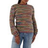 Chloe Ladies Multicolor Rainbow-Striped Frayed Sweater