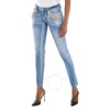 Philipp Plein Slim Fit Rhinestone Fringe Denim Jeans