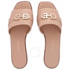 Salvatore Ferragamo Ladies Pink Leather Rhodes Gancini Flat Sandals