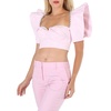 Area Ladies Pink Crystal Trim Cotton Poplin Crop Top