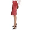 Burberry Ladies Dark Carmine Leather Box-Pleat Detail A-Line Skirt