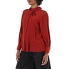 Chloe Ladies Peppery Red Ruffle-Neck Silk Shirt