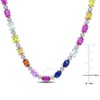 AMOUR 24 1/2 CT TGW Multi-color Created Sapphire Tennis Necklace In Sterling Silver