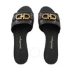 Salvatore Ferragamo Ladies Black Rhodes Gancini Slide Sandals