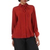 Chloe Ladies Peppery Red Ruffle-Neck Silk Shirt