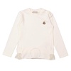 Moncler Girls Natural Ruffle-Trim Logo Patch Long-Sleeve T-Shirt