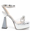 Mach & Mach Silver Double Bow Platform Sandals