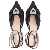 Mach & Mach Black Double Heart Satin Draped Flat Sandals