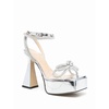 Mach & Mach Silver Double Bow Platform Sandals