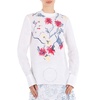 Chloe White Floral Embroidered Top In Linen Canvas