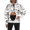 Burberry Ladies Monochrome Cut-out Detail Watercolour Print Cotton Hoodie