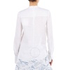 Chloe White Floral Embroidered Top In Linen Canvas