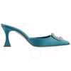 Manolo Blahnik Ladies Fabetamu Satin Jewel And Pearl Embellished Mules