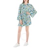 Ganni Ladies Azure Blue Floral Printed Puff-Sleeved Shirt Dress