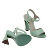 Salvatore Ferragamo Ladies Sculpted Heel Leather Sandals In Green