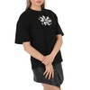 Area Black Mussel Flower Embellished Cutout Jersey T-Shirt