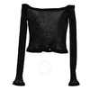 Burberry Ladies Black Long Sleeve Sheer Rib Knitted Crop Top