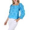 Rejina Pyo Ladies Anita Blue Floral-print Ruched Blouse, Brand Size 38 (US Size 4)