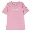 Moncler Kids Dark Pink Embroidered Logo Cotton T-Shirt