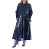 Burberry Ink Blue Jacket Detail Rubberized Cotton Trench Coat