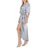 Burberry Ladies Mineral Blue Emily Tie-waist Silk-satin Shirt Dress