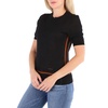 Burberry Ladies Black Short Sleeve Logo Intarsia Wool Silk Cashmere Top