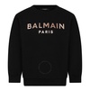 Balmain Kids Black Metallic Logo Sweatshirt