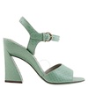 Salvatore Ferragamo Ladies Sculpted Heel Leather Sandals In Green