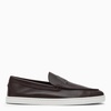 Christian Louboutin Brown Leather Varsiboat Boat Shoe