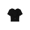 CELINE Black Cut-Out Short-Sleeved Crop Top for Women in US Size