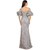 Women's Off shoulder mermaid beaded gown with tiered sleeves