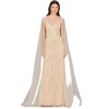 Women's Long Cape Beaded Gown