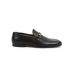 Black Leather Loafers with Gold Detailing