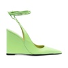 Green Wedge Mules with Square Toe