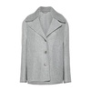 Grey Wool Blend Coat Knitted Panels