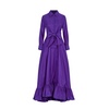 Long Taffeta Shirt Dress with Ruffle