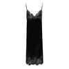 Black Lace Trim Velvet Slip Dress