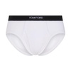 White Cotton Briefs with Logo Detail