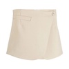 Beige Tailored Wrap Miniskirt