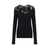 Black Floral Lace Merino Wool Sweater