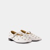 White Leather Ballerinas Slip-On Round Toe