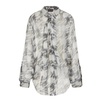 Abstract Chiffon Shirt with Ruffled Collar